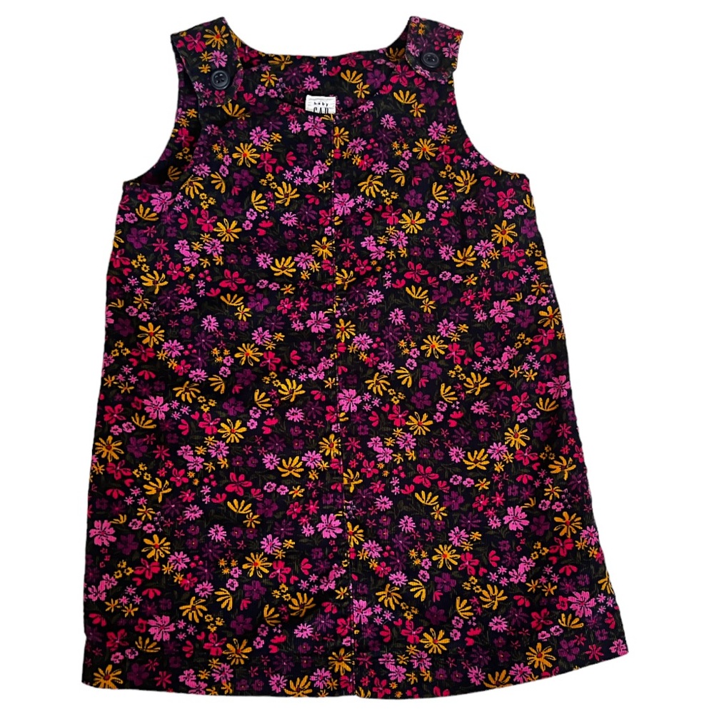 Gap Girls Size 2 Corduroy Jumper Dress Floral Mini Print Toddler